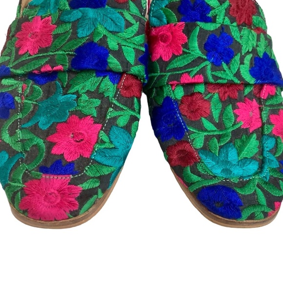 FREE PEOPLE At Ease Embroidered Brocade Slip On Flat Loafer Mules - Picture 7 of 15